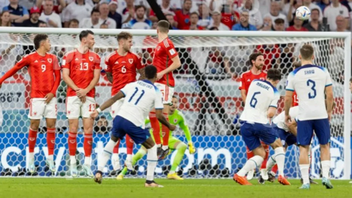 Marcus Rashford's free-kick against Wales.