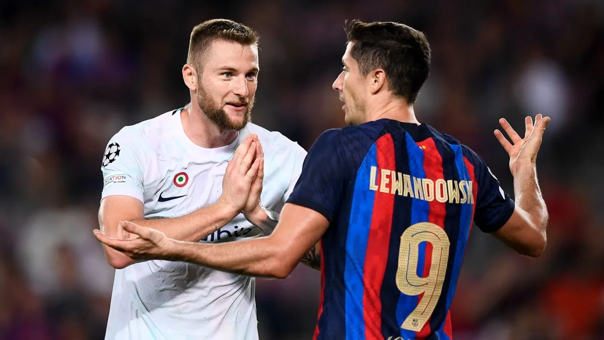 Milan Skriniar, Inter, Robert Lewandowski Barcelona, 2022/23