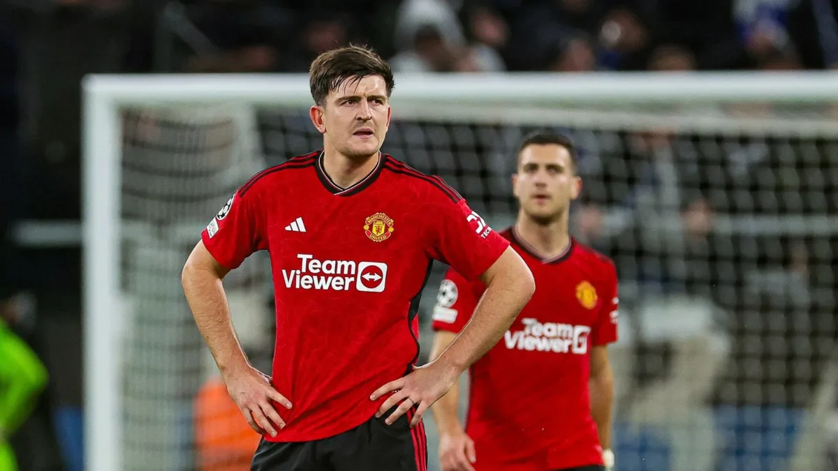 Harry Maguire reacts after Man Utd lose to FC Copenhagen in the Champions League