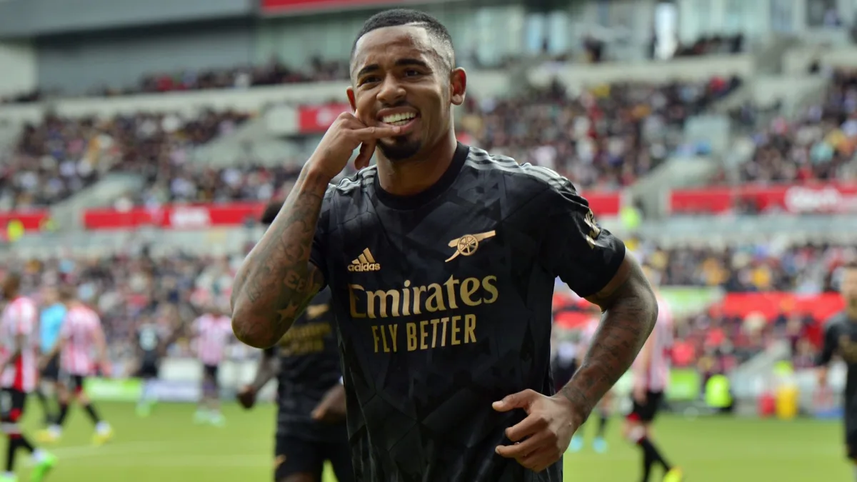 Gabriel Jesus after scoring for Arsenal against Brentford