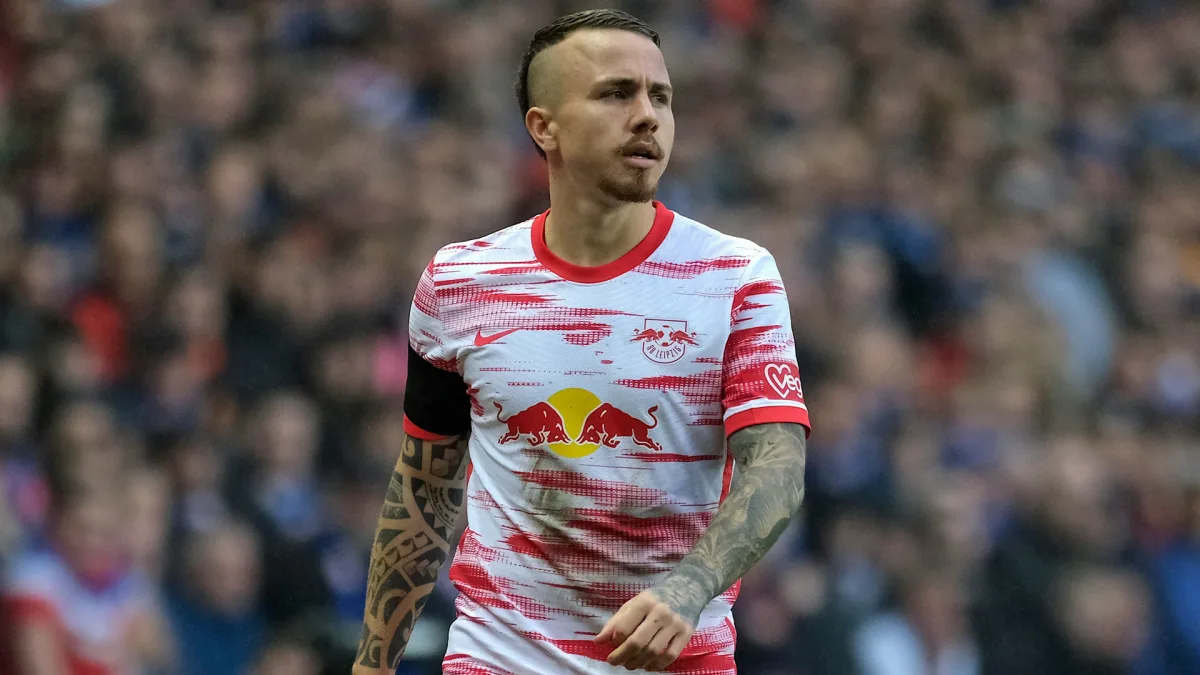 Angelino in action for RB Leipzig against Rangers.