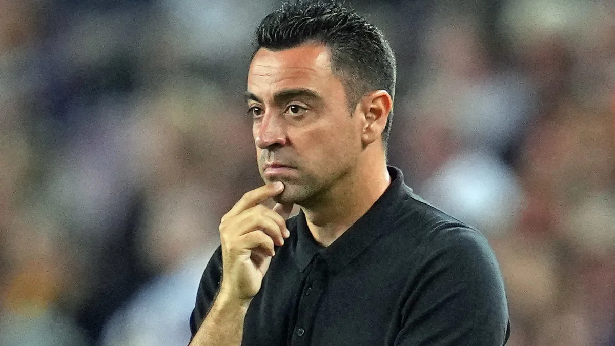 Xavi on the Barcelona touchline.