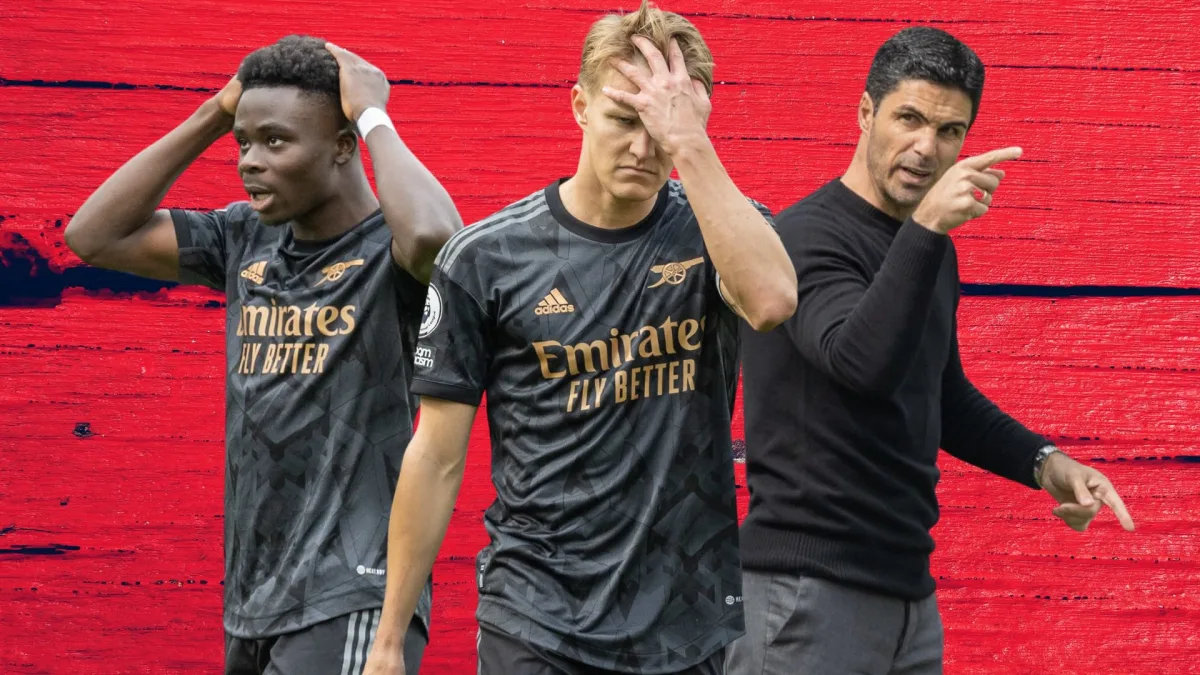 Bukayo Saka, Martin Odegaard, Mikel Arteta, Arsenal, 2022/23