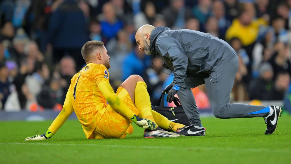 Spurs goalkeeper Guglielmo Vicario suffered a broken ankle v Man City