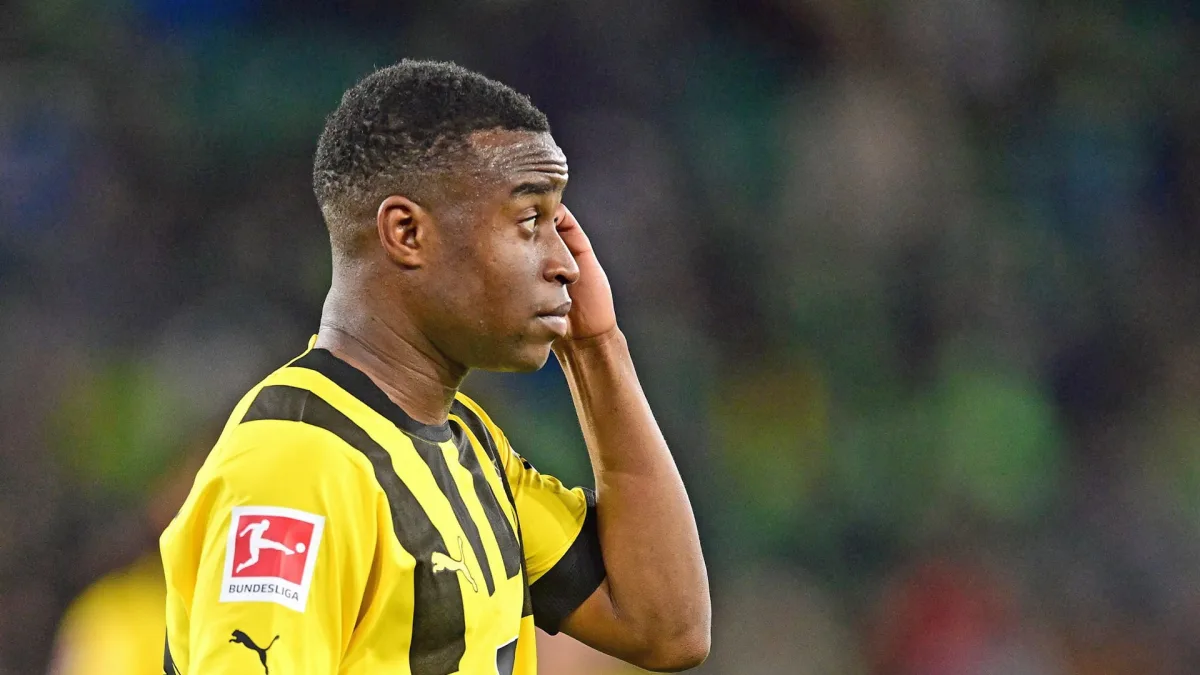 Youssoufa Moukoko playing for Borussia Dortmund.