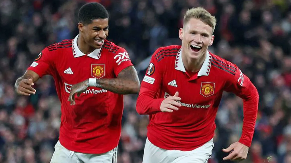 Man Utd pair Marcus Rashford and Scott McTominay.