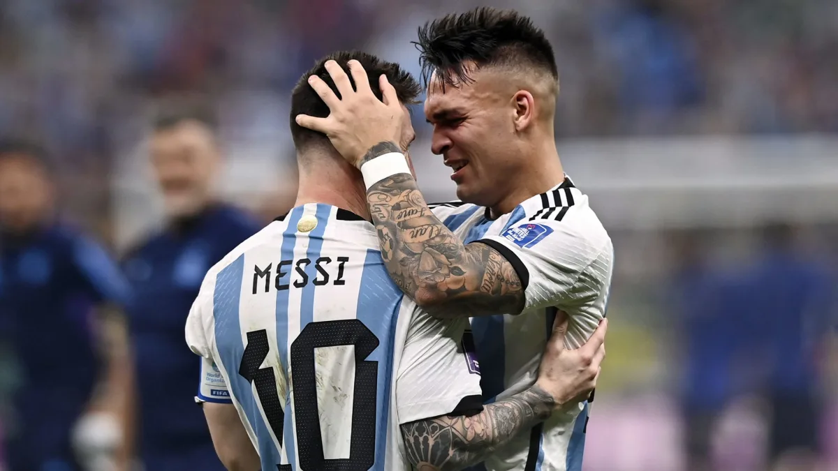 Lionel Messi and Lautaro Martinez playing for Argentina