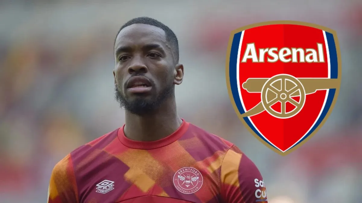 Ivan Toney with Arsenal badge