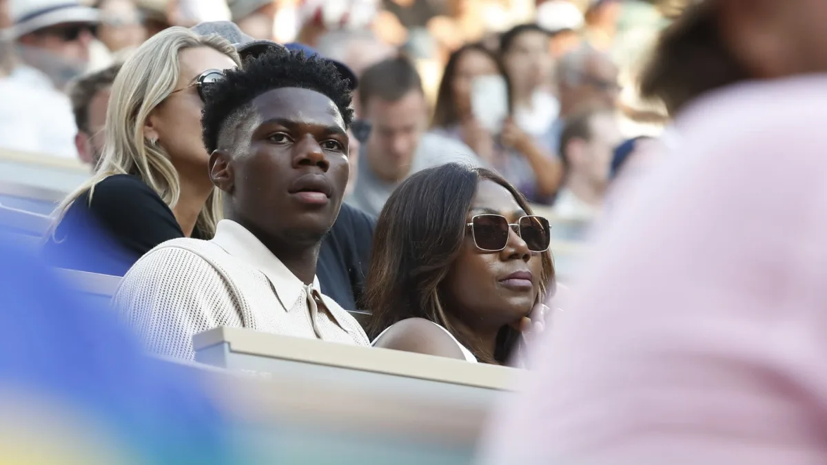 Aurelien Tchouameni of Real Madrid watches the French Open tennis, 2023