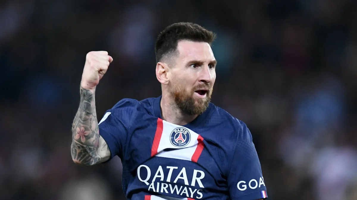 Lionel Messi after scoring with PSG.