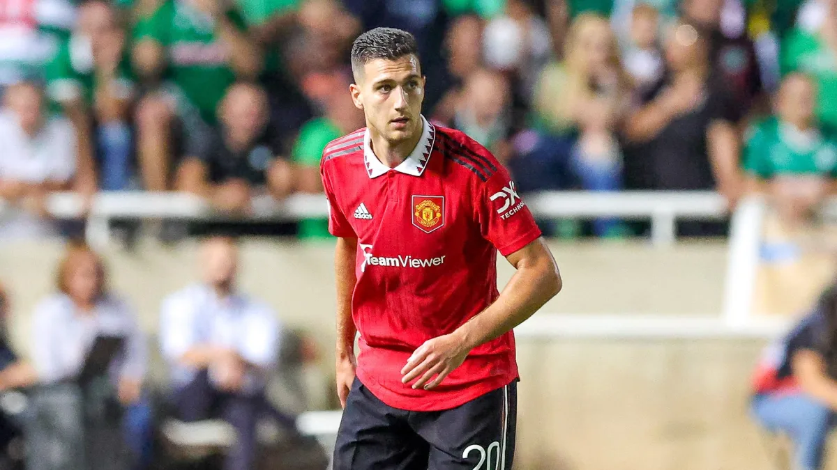 Diogo Dalot playing for Manchester United