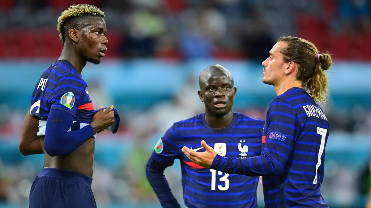 Paul Pogba, N'Golo Kante and Antoine Griezmann in 2018.