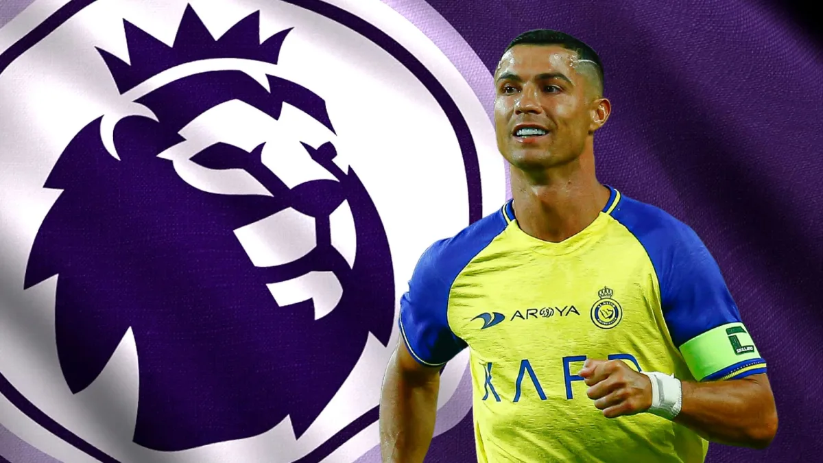 Cristiano Ronaldo of Al-Nassr on the Premier League logo