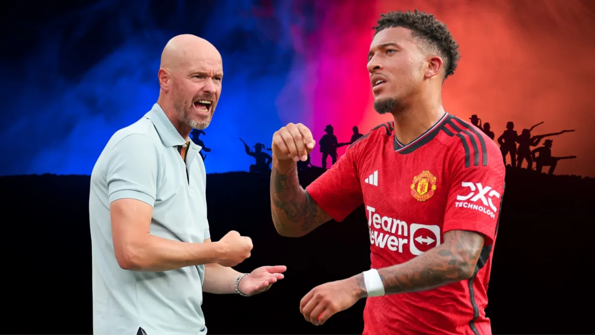 Jadon Sancho and Man Utd boss Erik ten Hag have had a public falling out