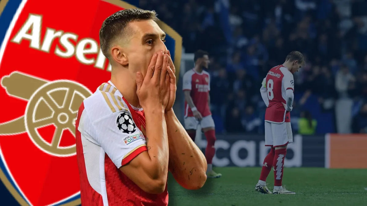 Leandro Trossard during Arsenal's Champions League match with Porto, 2023/24