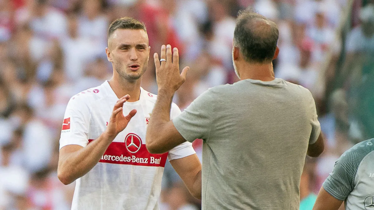 Sasa Kalajdzic in action for VfB Stuttgart.