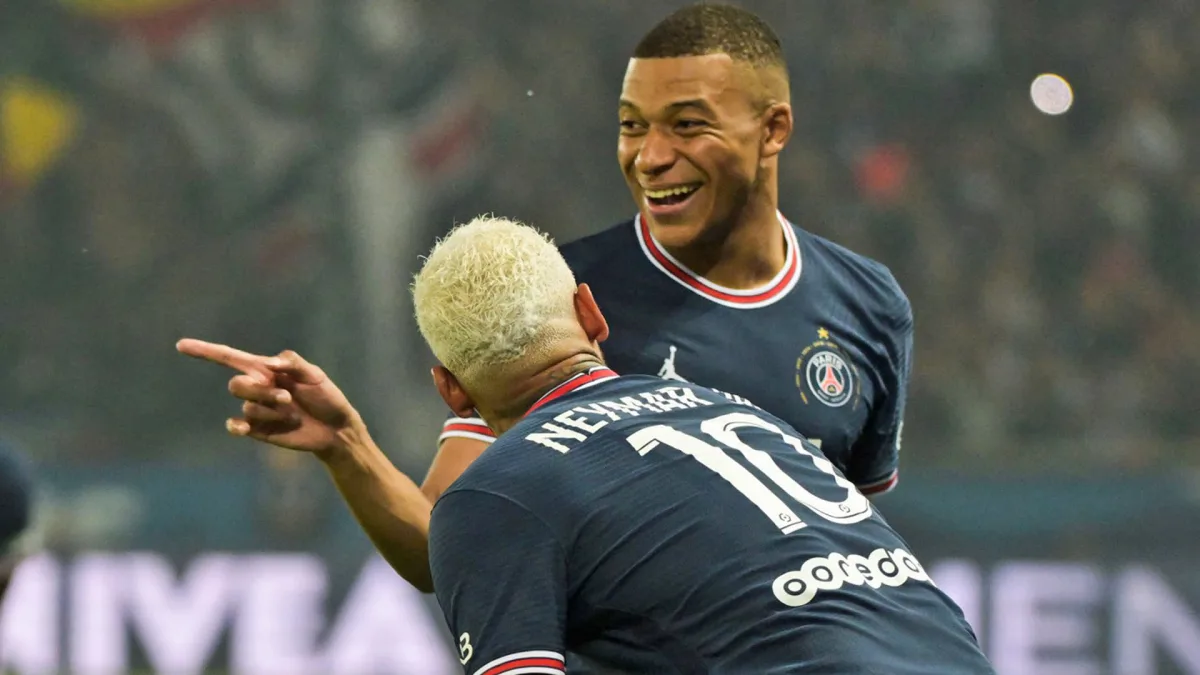 Neymar and Kylian Mbappe in action for PSG