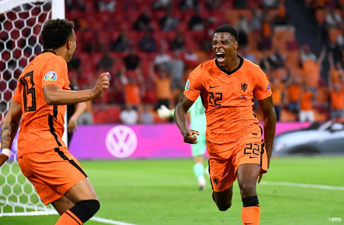 Denzel Dumfries scores for Netherlands v Austria at Euro 2020