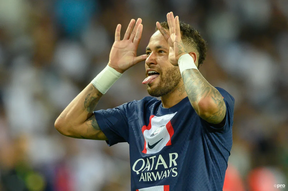 Neymar celebrates for PSG against Montpellier