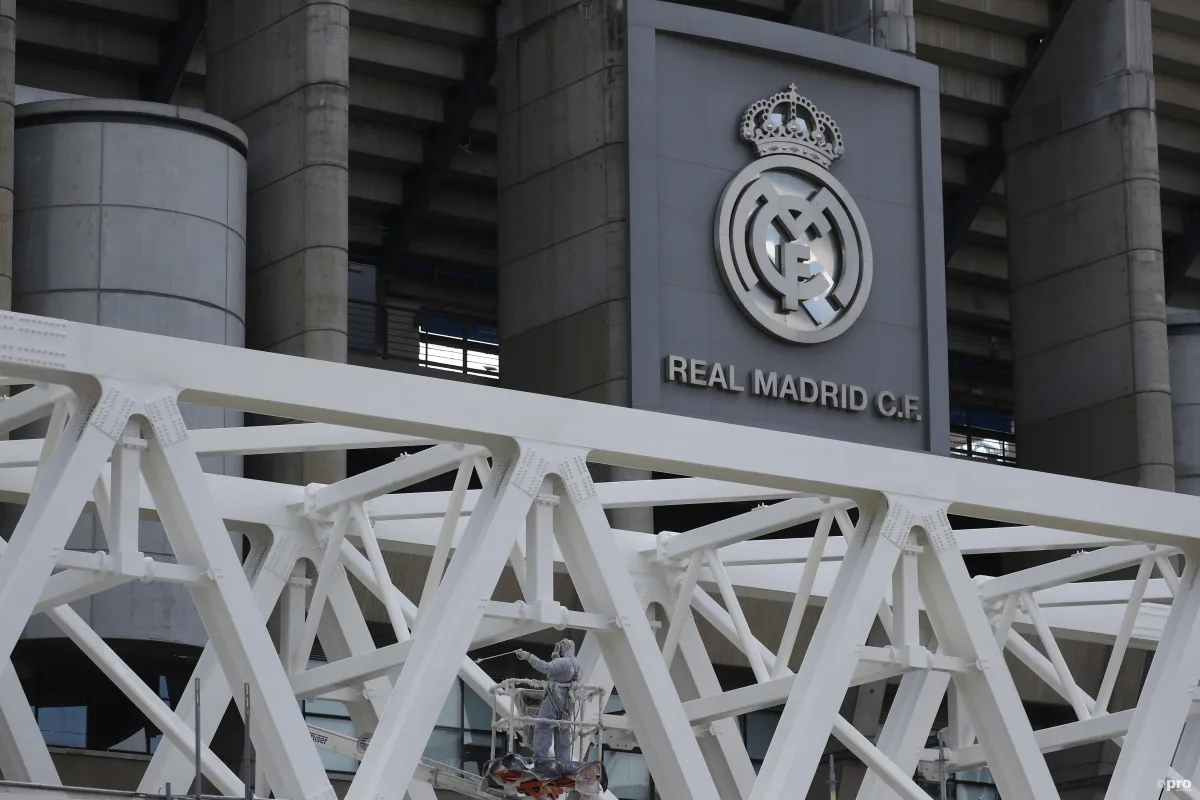 Ediface of the Estadio Santiago Bernabeu during construction in 2021