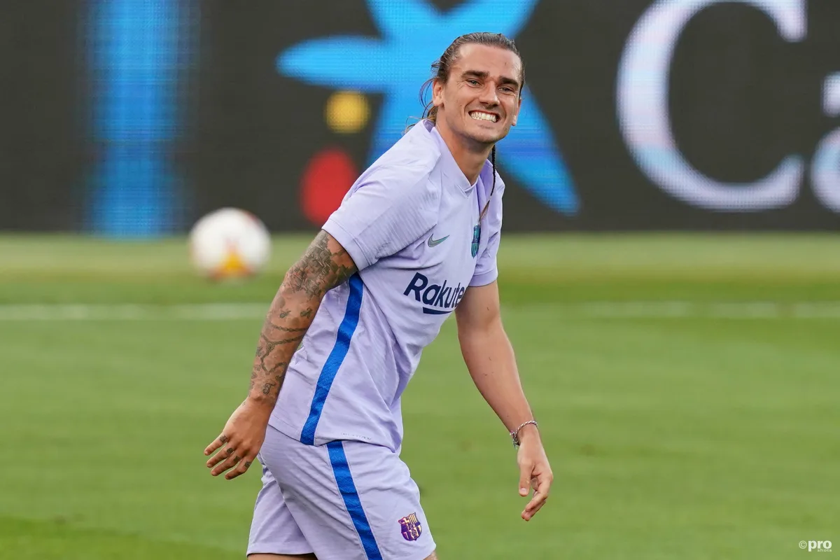 Barcelona's Antoine Griezmann playing in a friendly against Girona prior to the 2021/22 La Liga season