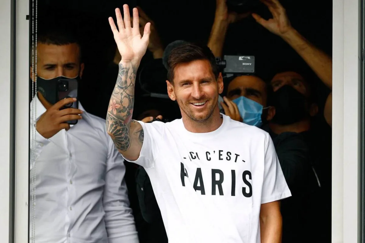 Lionel Messi in Paris after signing for PSG from Barcelona