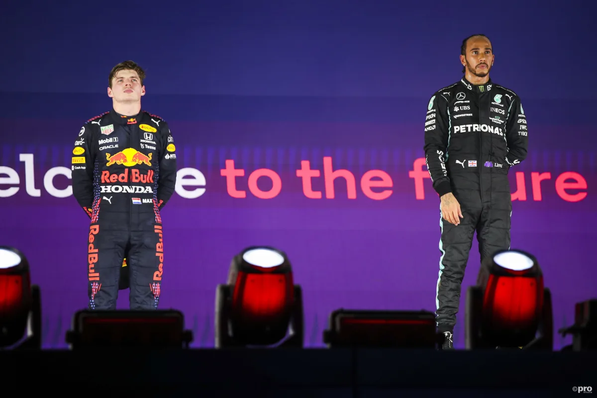 Max Verstappen and Lewis Hamilton at the Abu Dhabi Grand Prix.