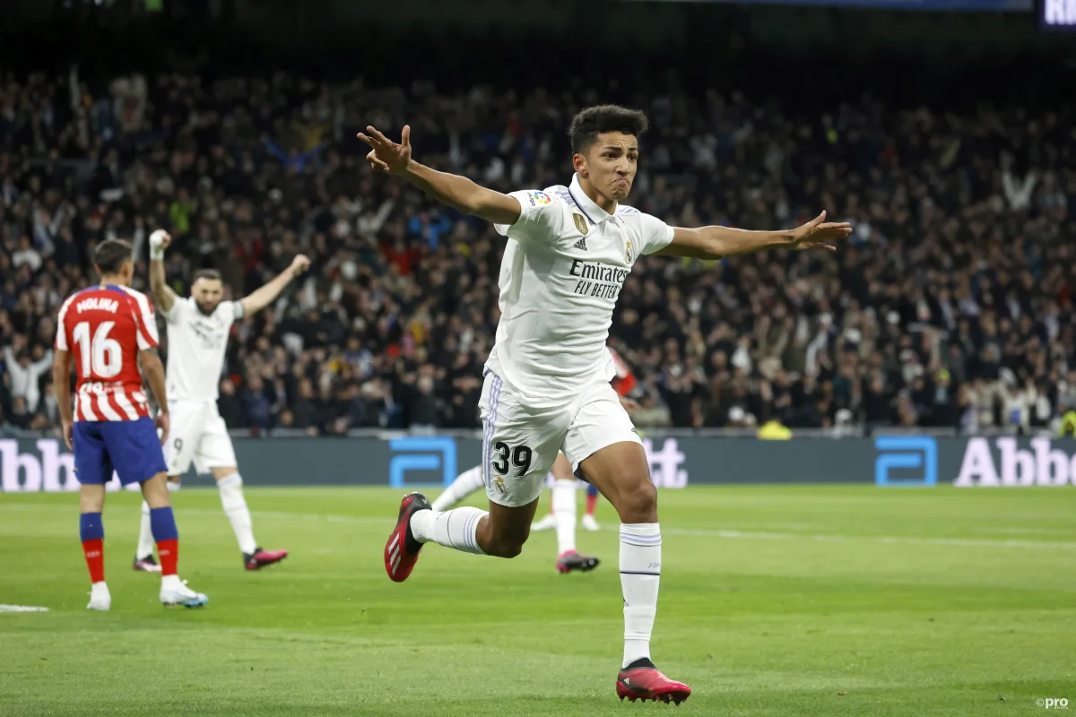 Alvaro Rodriguez scoring for Real Madrid against Atletico