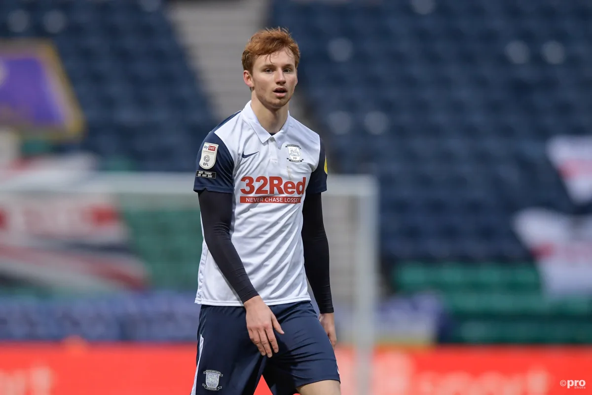Sepp van den Berg playing for Preston North End in the Championship in the 2020/21 season