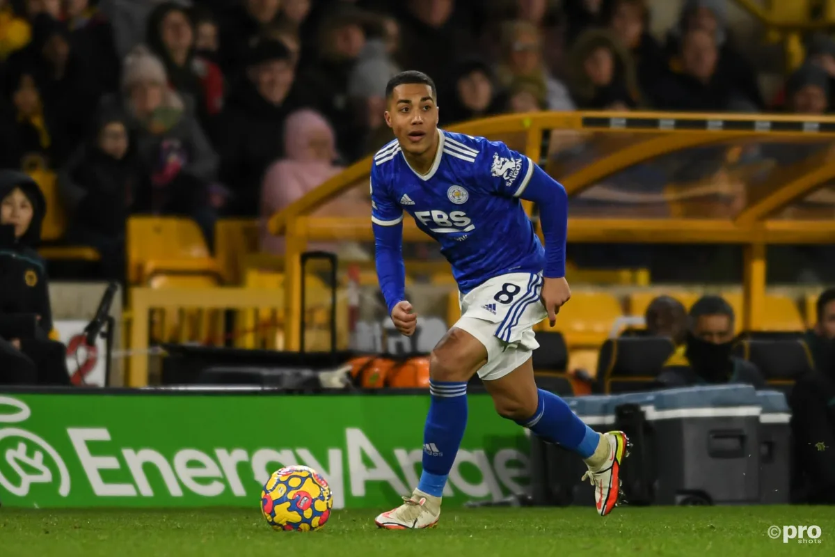 Youri Tielemans playing for Leicester, 2021/22