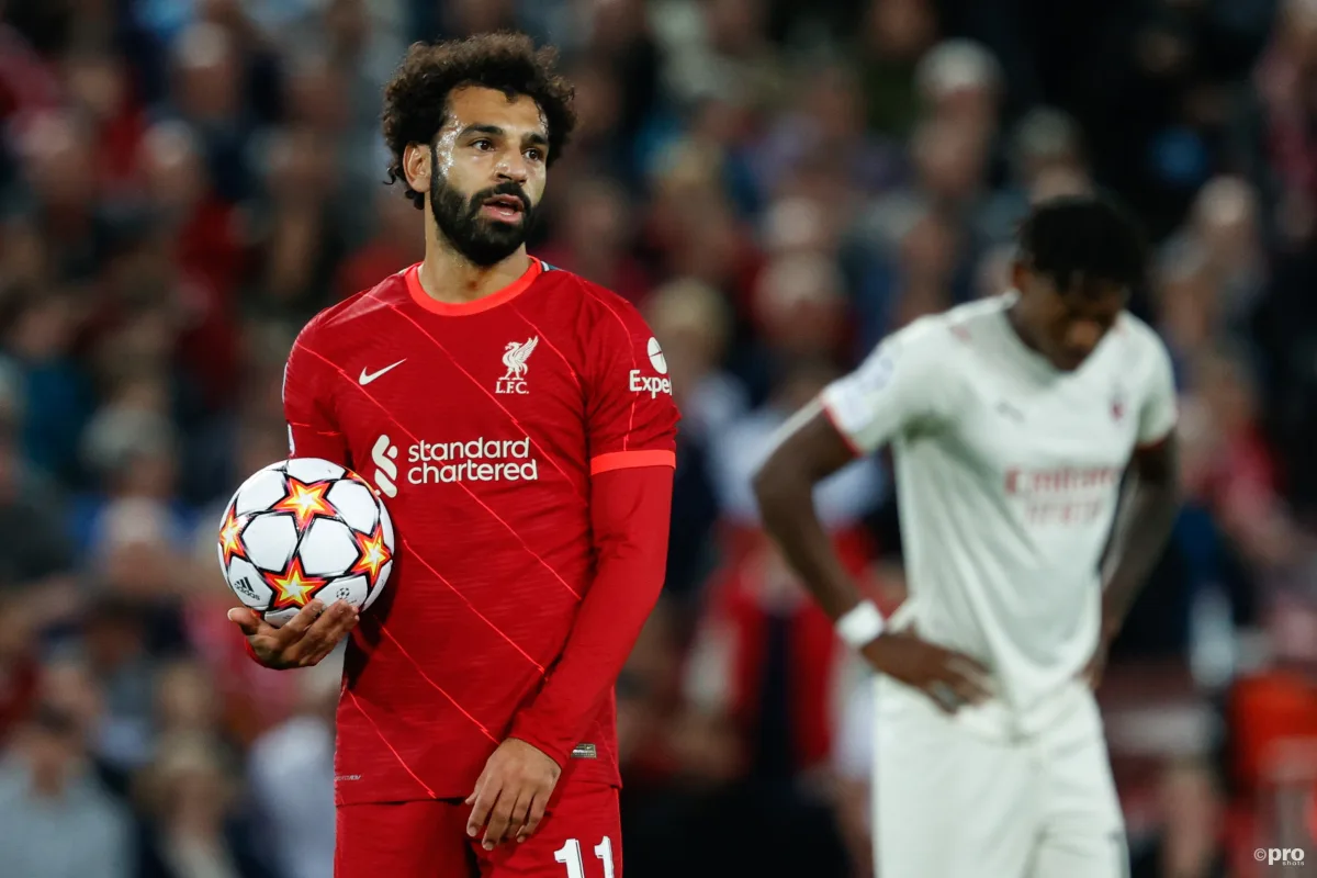 Mohamed Salah in action during Liverpool v Milan in the Champions League 