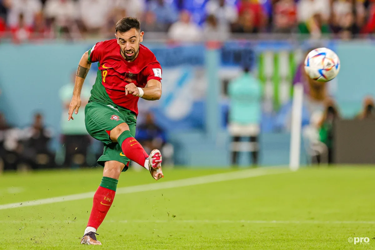 Bruno Fernandes in action for Portugal at the World Cup