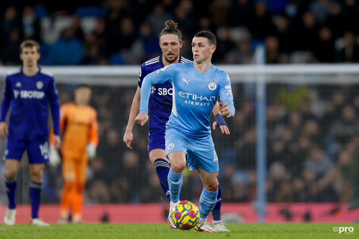 Phil Foden in action as Man City thrash Leeds 7-0 in Premier League