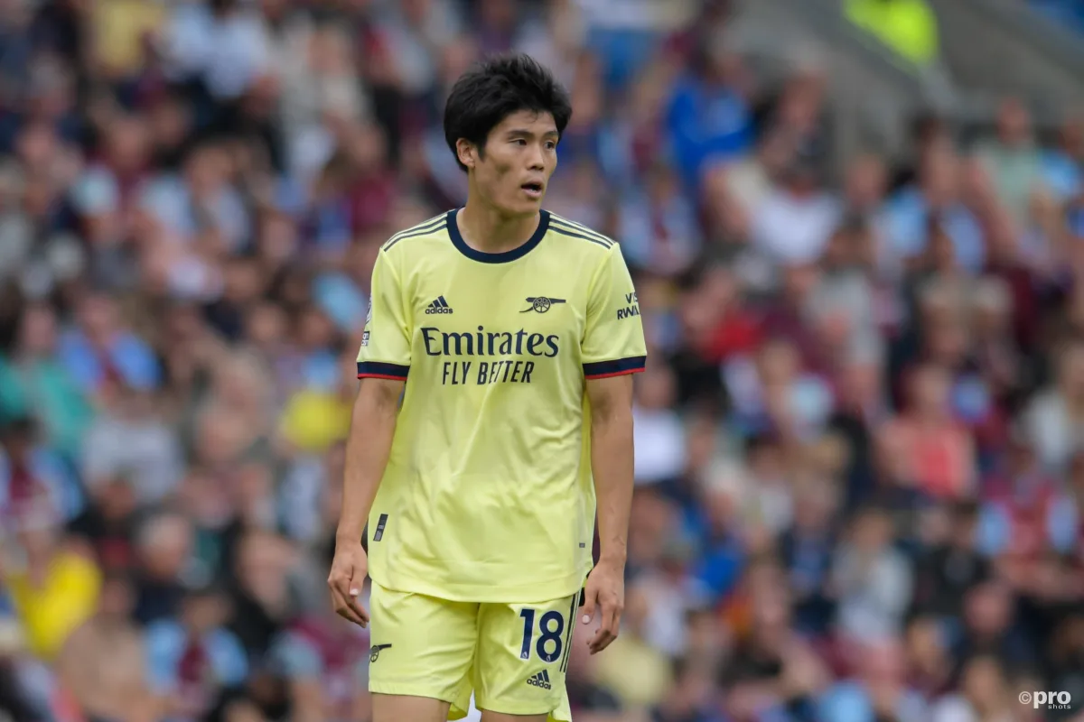 Takehiro Tomiyasu playing for Arsenal, 2021/22