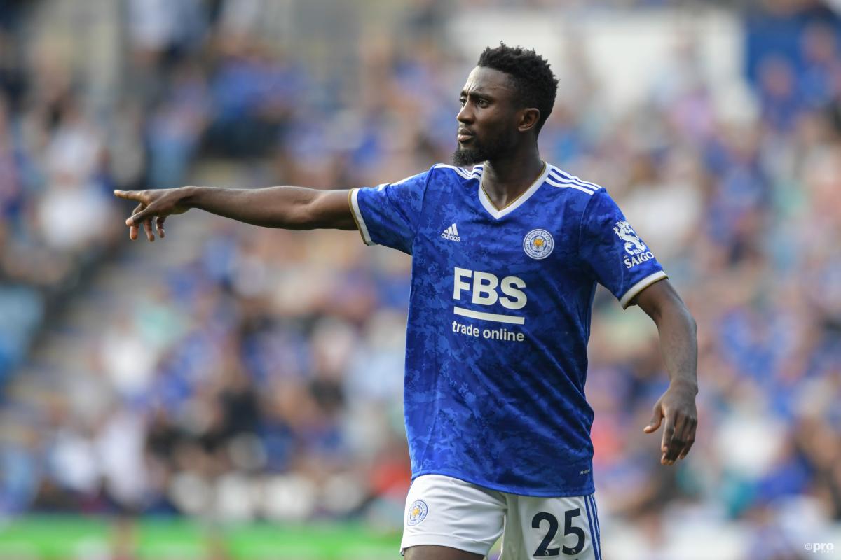Wilfred Ndidi playing for Leicester City in a Premier League game.