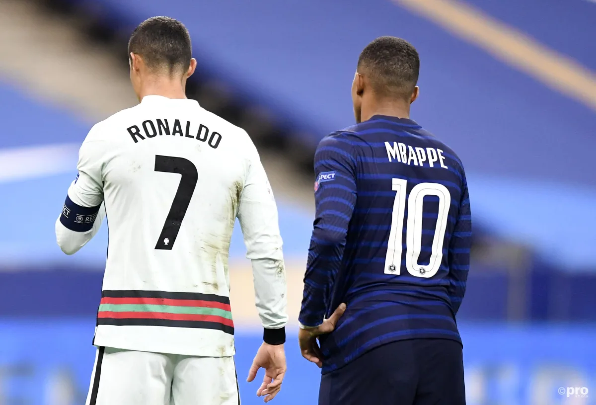 Cristiano Ronaldo and Kylian Mbappe, Portugal v France, Euro 2020