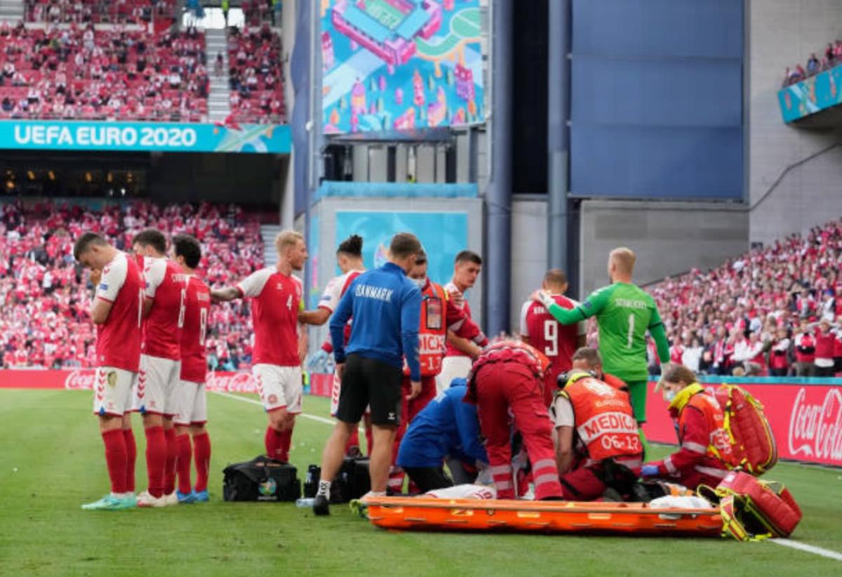 Christian Eriksen, Denmark, collapses during Finland match