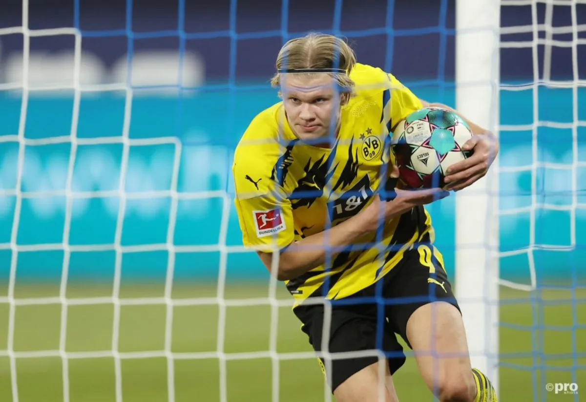 Erling Haaland celebrates a goal against Schalke