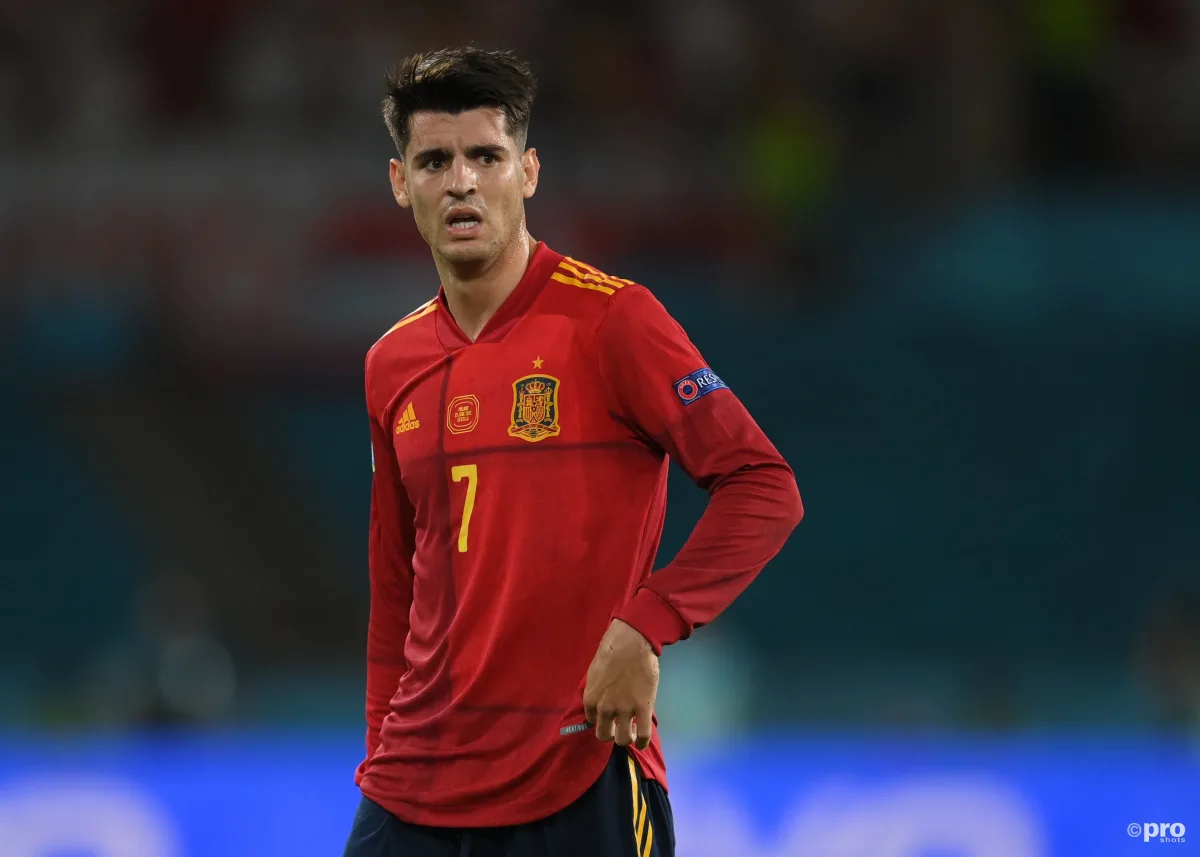 Juventus attacker Alvaro Morata playing for Spain at Euro 2020