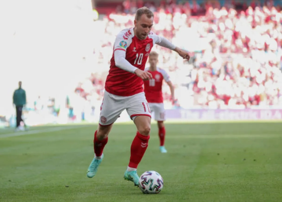 Christian Eriksen playing against Finland in Euro 2020