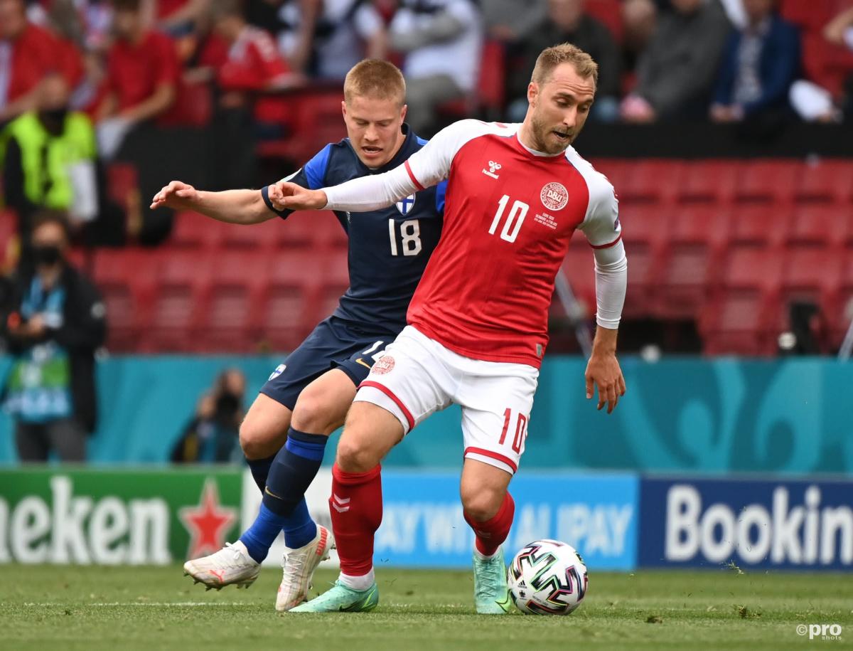 Christian Eriksen playing against Finland at Euro 2020