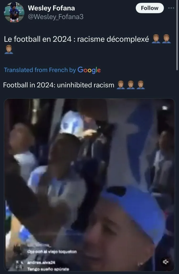 The footage inside the team bus