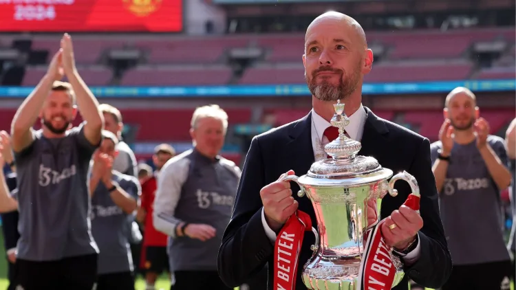 Erik ten Hag led Man Utd to the FA Cup but his job is still hanging by a thread