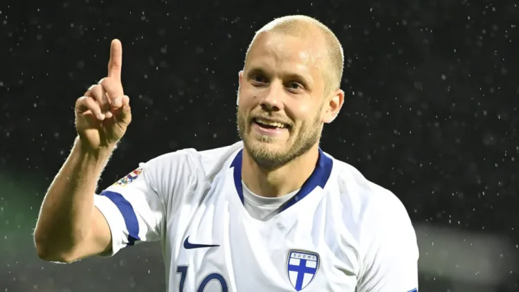 Teemu Pukki of Finland gestures during the Nations League football match between Finland and Estonia on September 11, 2018