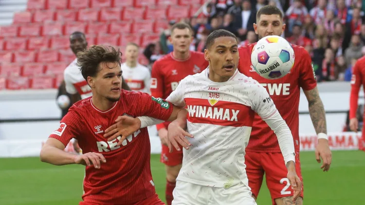 Enzo Millot (right) in action against Koln