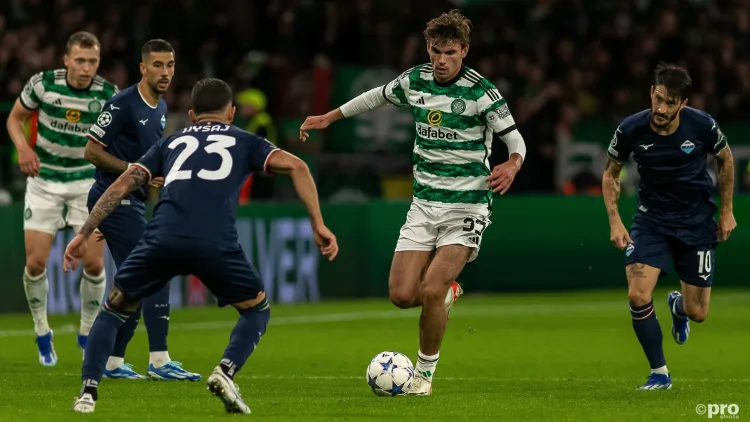 Matt O'Riley in Champions League action against Lazio