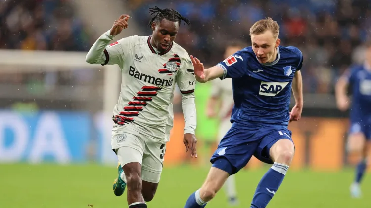 Jeremie Frimpong in action for Leverkusen