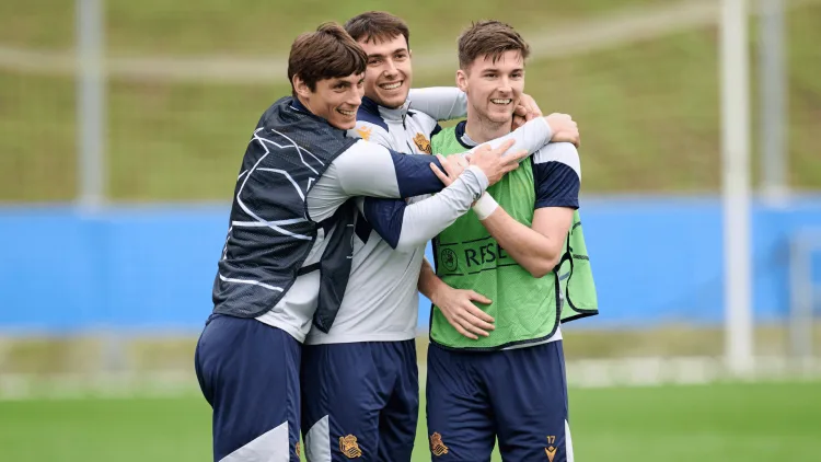 Kieran Tierney (right) is on loan at Real Sociedad