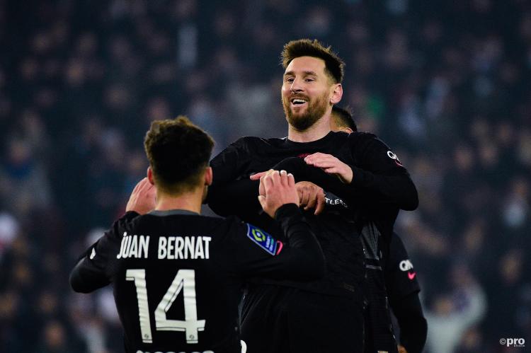 Messi celebrates his first Ligue 1 goal