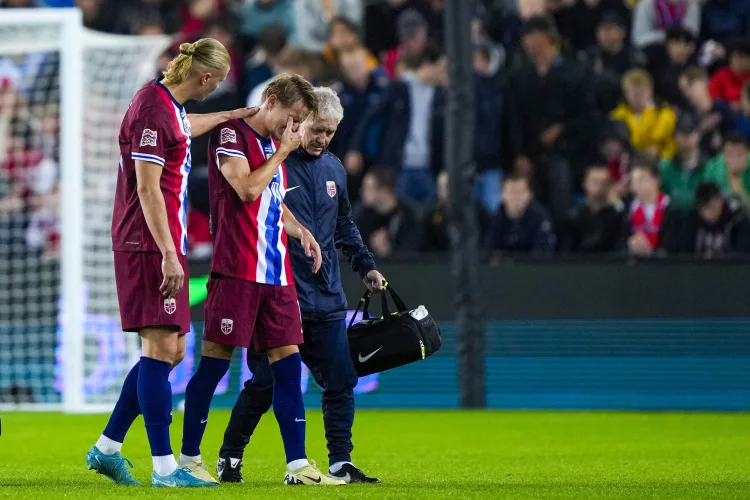 Martin Odegaard limped out of Norway's Nations League clash with Austria